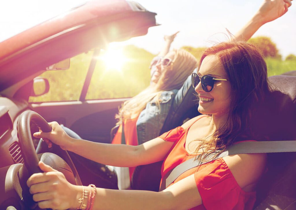 two girls in car